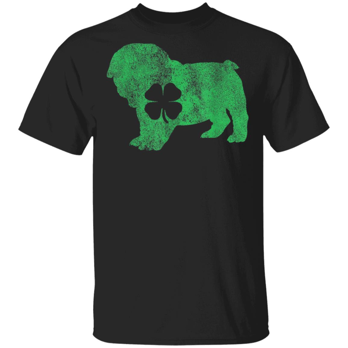 St. Patricks Day Dog Bulldog Shamrock T-Shirt Cotton Tee