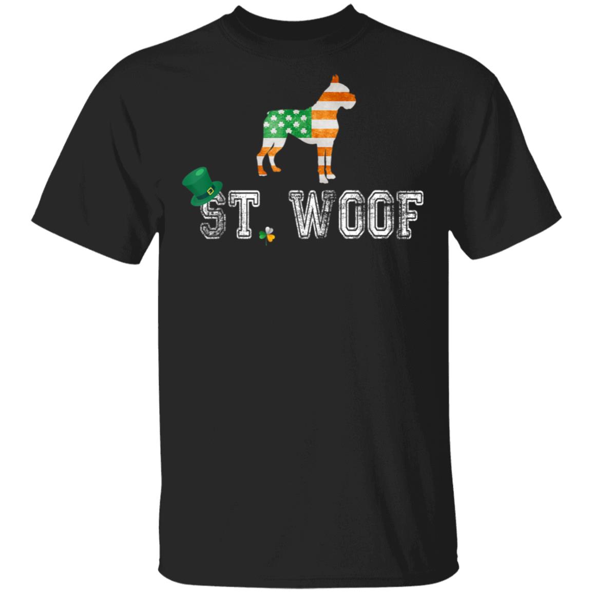 St. Patricks Day Flag American St. Woof Boxer Dog Lovers T-Shirt