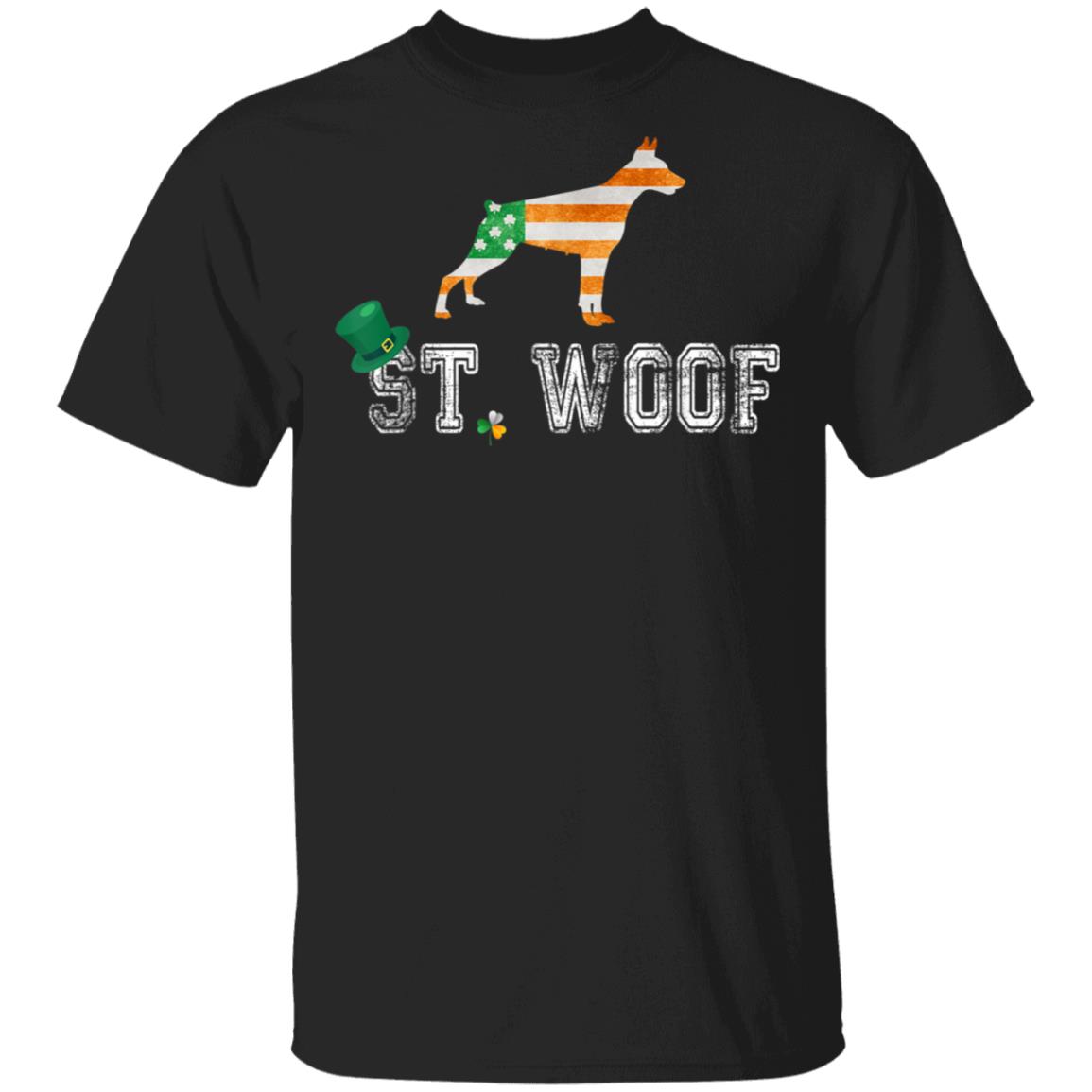 St. Patricks Day Flag American St. Woof Doberman Dog T-Shirt