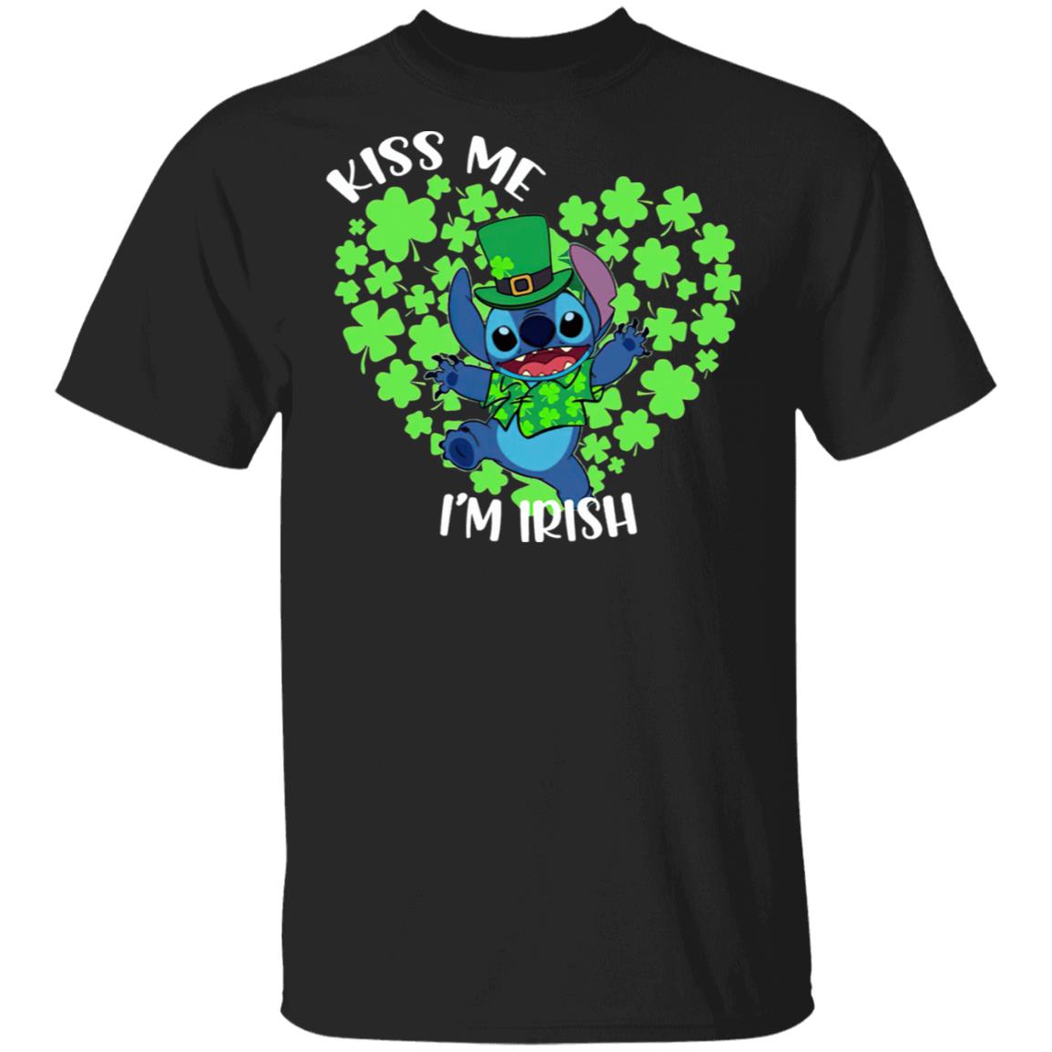 Stitch T-Shirt Cotton Tee Happy St. Patrick's Day Kiss Me I_M Irish T-Shirt Cotton Tee