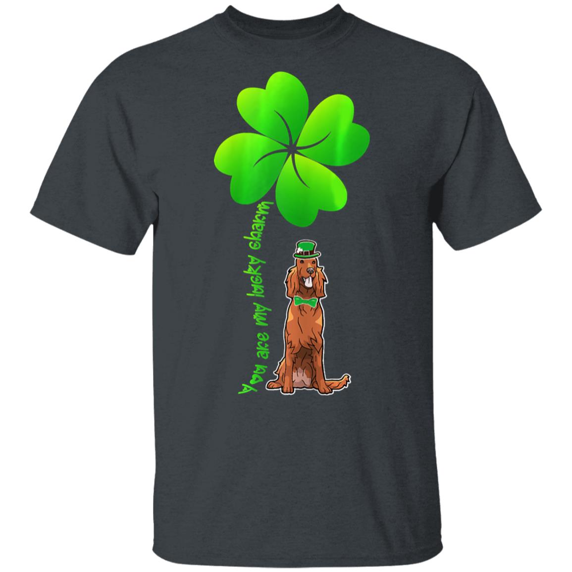 Womens-Leprechaun-Irish-Setter-Are-My-Lucky-Charm-Clover-Patrick-T-Shirt-1