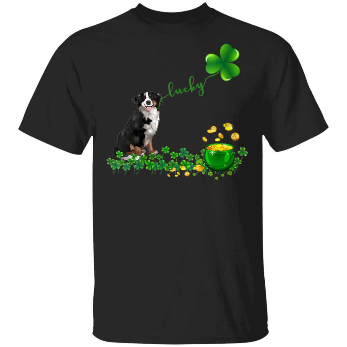 Womens Lucky Saint Bernese Mountain Dog Shamrock St Patricks Day T-Shirt