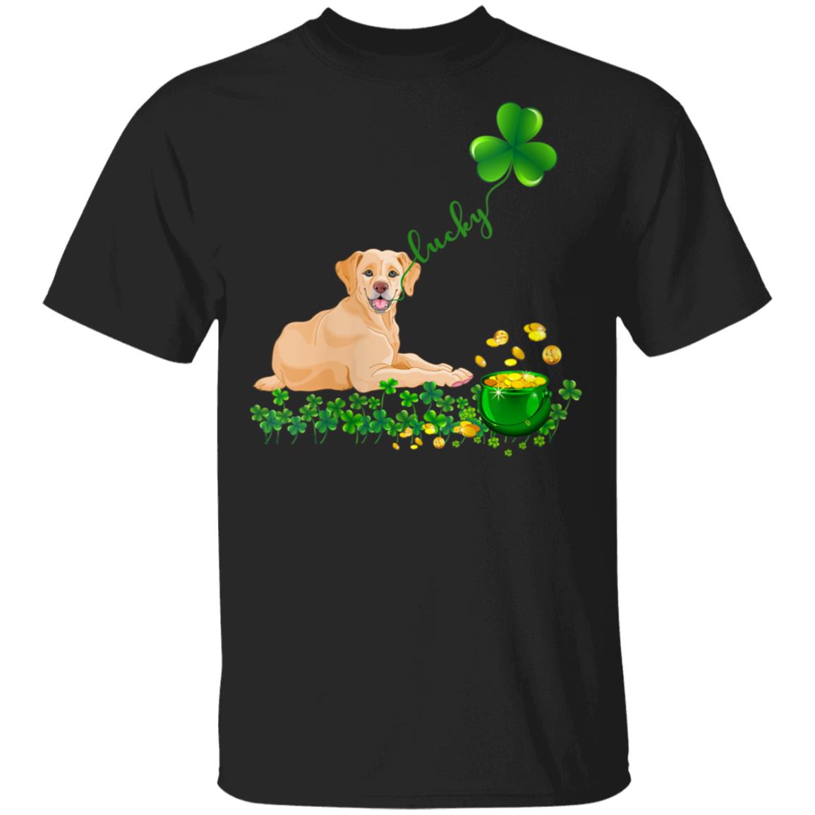 Womens Lucky Saint Yellow Labrador Dog Shamrock St Patricks Day T-Shirt